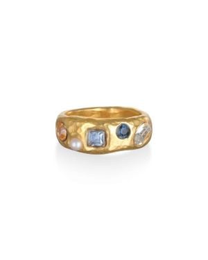 Sequin Rococo Crystal & Faux Pearl Ring - Metallic