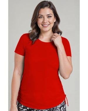 Calypsa Plus Size Short Sleeve Adele Swim Top - Red