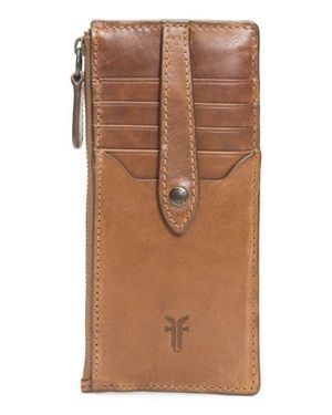 Frye Slim Leather Snap Card Wallet - Brown