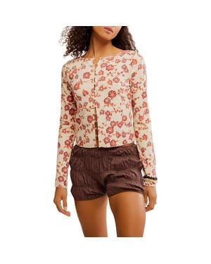 Free People Tilly Cotton Seersucker Cardigan - Red