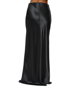 JLUXLABEL Tradition Satin Maxi Skirt - Black