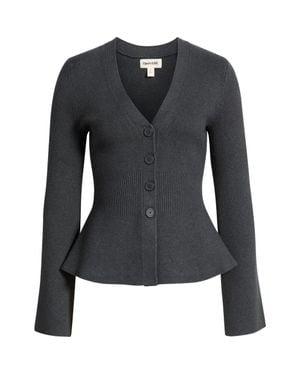 Open Edit Ribbed Waist Cardigan - Black