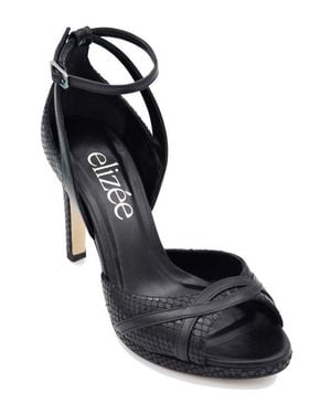 Elizee Adriana Sandal Leather Platform Heels - Black