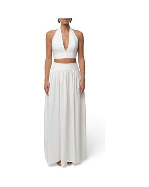 JLUXLABEL Haven Halter Crop Top & Maxi Skirt Set - White