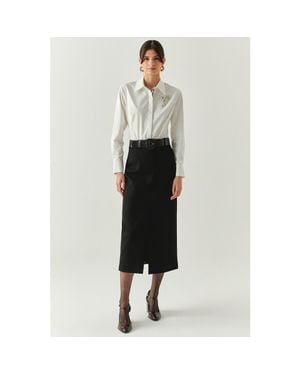 Exquise Arlette Belted Skirt - White