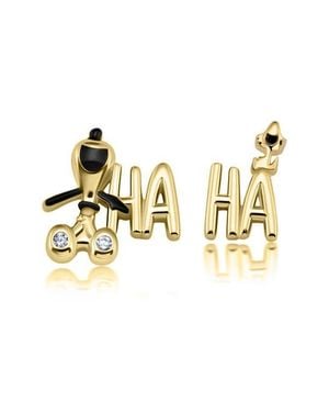 Crislu X Peanuts Ha Ha Mismatched Stud Earrings - Metallic