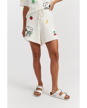 Chinti & Parker Cotton Snoopy Crochet Shorts - White