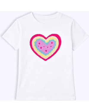PREPPY GOOSE Heart Applique Short Sleeve Tee - White