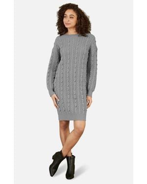 Yumi' Cable Knit Tunic Dress - Gray
