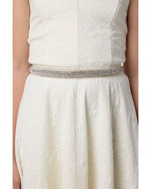 Un Deux Trois Stretchy Glitter Rhinestone Belt - Natural