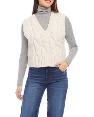 Karen Kane Cable Knit Sweater Vest - Blue