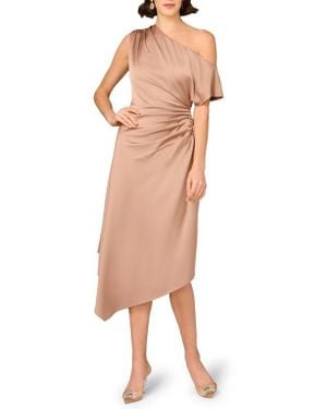 Aidan Mattox Ruched Crepe Back Satin Cocktail Dress - Multicolor