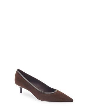 Tory Burch Double T Buckle Kitten Heel Pump - Brown
