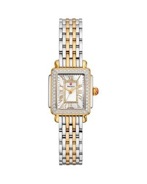 Michele Mini Deco Madison Two-Tone 18K Plate Diamond Bracelet Watch, 23Mm X 24Mm - Metallic
