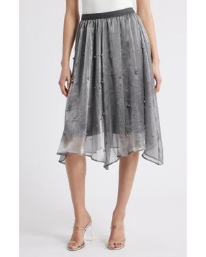 NIKKI LUND Elsa Beaded Asymmetric Skirt - Gray