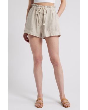 Rails Foster Paperbag Linen Shorts - Natural