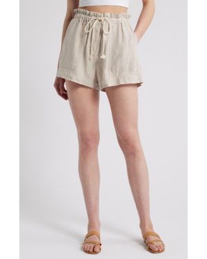 Rails Foster Paperbag Linen Shorts - Natural