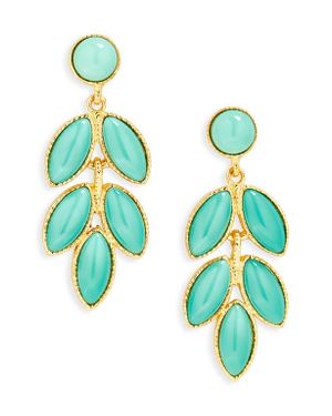 Kenneth Jay Lane Faux Leaf Drop Earrings - Blue