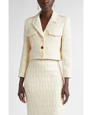 St. John Avery Tweed Crop Jacket - Natural