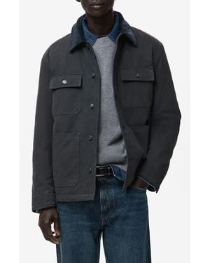 Mango Cotton Corduroy Collar Jacket - Black