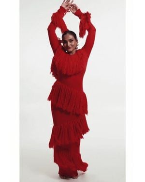 Ofuure Igho Sequin Fringe Maxi Dress - Red