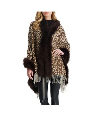 Gorski Cashmere Stole With Genuine Shearling - Black
