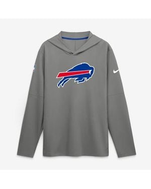 Nike Buffalo Bills Tall Sideline Place Kicker Alternate Lightweight Hooded Long Sleeve Dri-Fit Top - Gray