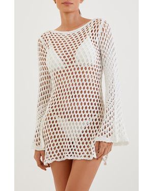 ViX Belle Crochet Long Sleeve Cover-Up Dress - White