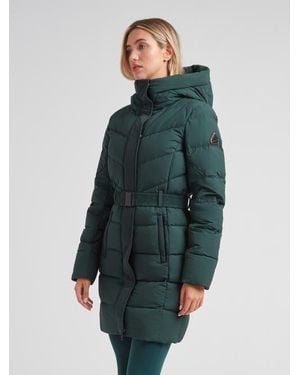 Jacket Diamond Belted Hooded Down Coat - Green