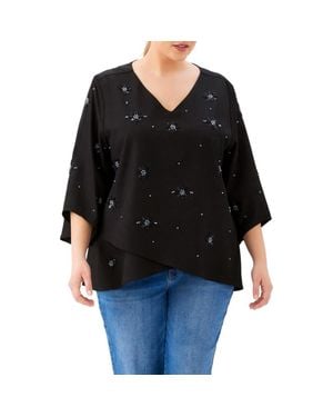 Karen Kane Embellished Asymmetric Hem Top - Black