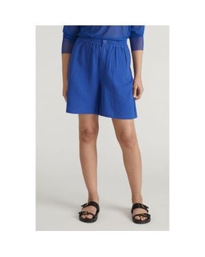 UNIVERSAL STANDARD Cotton Gauze Beach Shorts - Blue