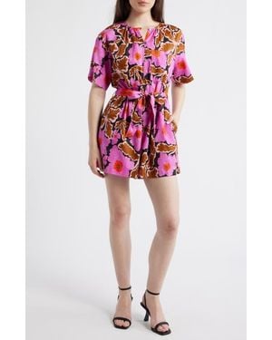 FRNCH Salvinia Floral Cotton Blend Romper - Red