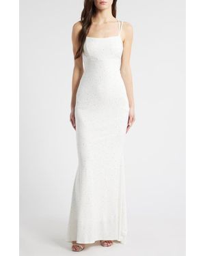 Jump Apparel Rhinestone Strappy Gown - White