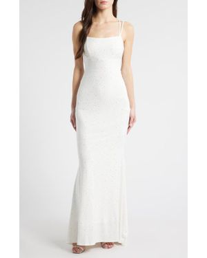 Jump Apparel Rhinestone Strappy Gown - White