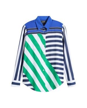 Ralph Lauren Mixed Stripe Button-Up Blouse - Blue