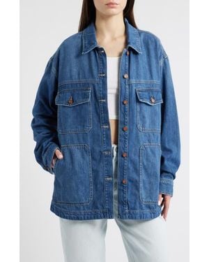Hidden Jeans Oversize Cotton Blend Denim Shirt - Blue
