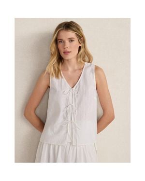Haven Well Within Organic Cotton Eyelet Tie-Front Tank - Natural