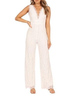 Petal & Pup Eloise Cotton Blend Lace Jumpsuit - Natural