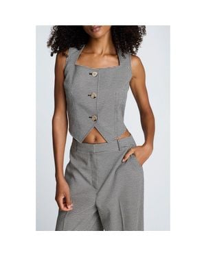 Kenneth Cole Herringbone Fitted Vest - Gray