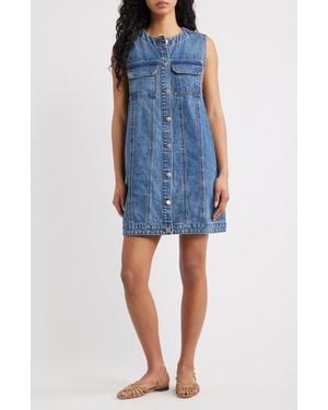 FRNCH Elda Sleeveless Button Front Minidress - Blue
