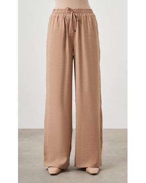 Mizalle Wide Leg Pants - Natural