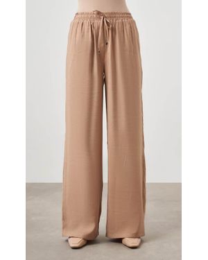 Mizalle Wide Leg Pants - Natural
