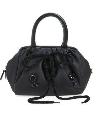Simone Rocha Mini Embellished Pleated Top Handle Bag - Black