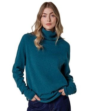 Celtic & Co. British Geelong Slouch Turtle Neck - Blue