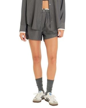 Grey Lab Stripe Boxer Shorts - Gray