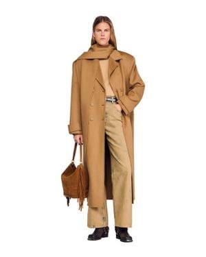Sandro Oversized Wool Coat - Natural
