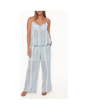 Petal & Pup Mila Embroidered Tank & Wide Leg Pants Set - Blue