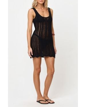 LSPACE Kairi Open Stitch Cover-Up Minidress - Black