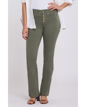 NYDJ Barbara Frayed Exposed Button Bootcut Jeans - Green