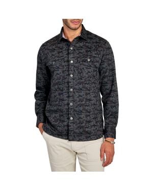 Brooklyn Brigade Camo Print Cotton Stretch Shirt Jacket - Black